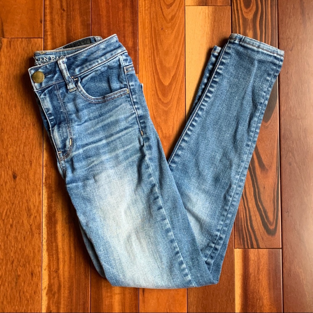 American Eagle Mid Wash Faded Skinny Jeans